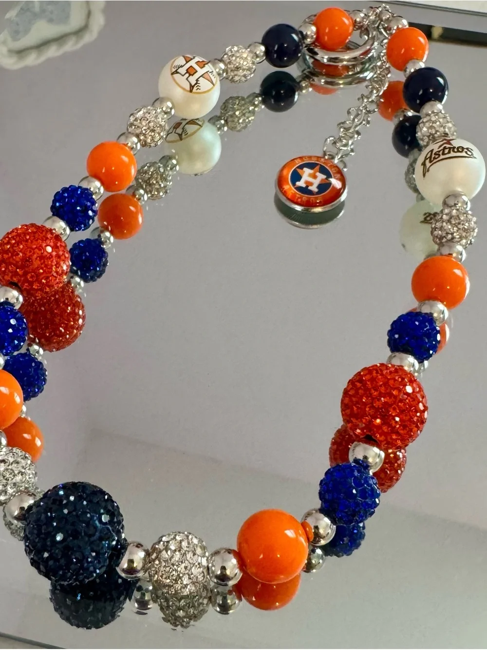 New Houston Astros Orange & Navy Beaded Charm Phone Chain/Bag Chain